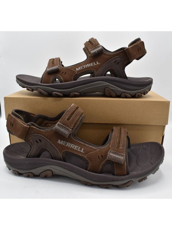 Merrell Mens Size 13 Huntington Sport Earth Brown Leather Convertible Sandals main image 5